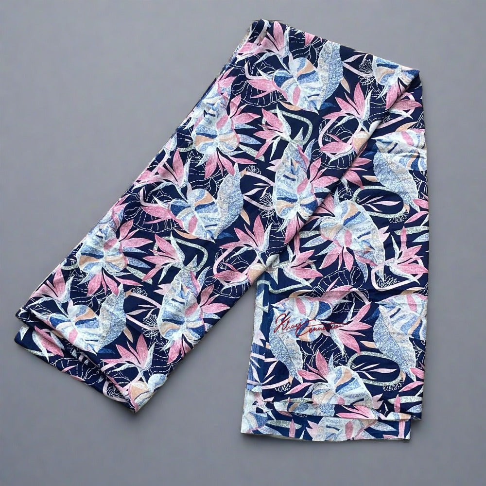 Navy Blue Pink Floral Jaiñsem