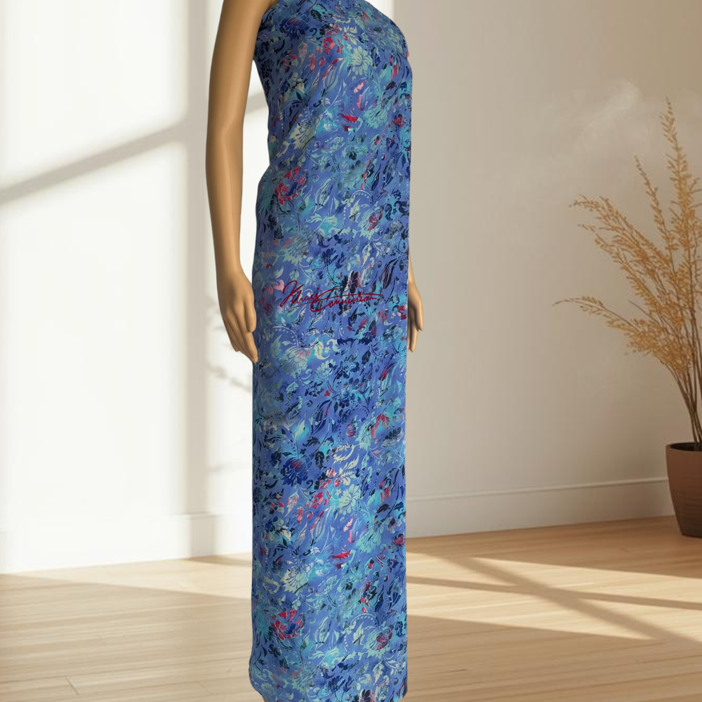 Aqua Blue Seamless Floral Jaiñsem