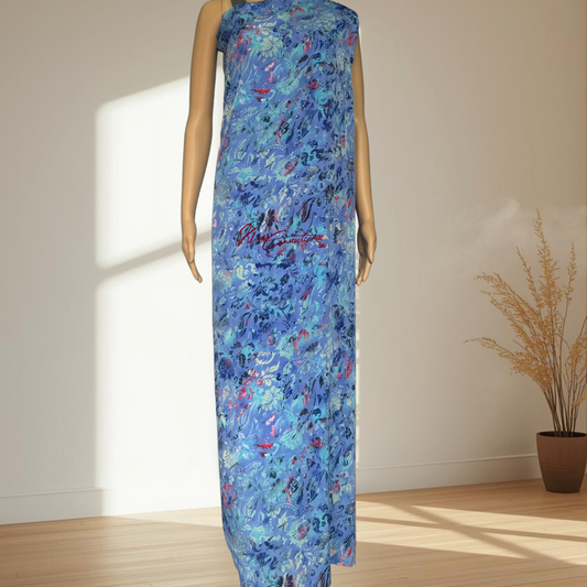 Aqua Blue Seamless Floral Jaiñsem