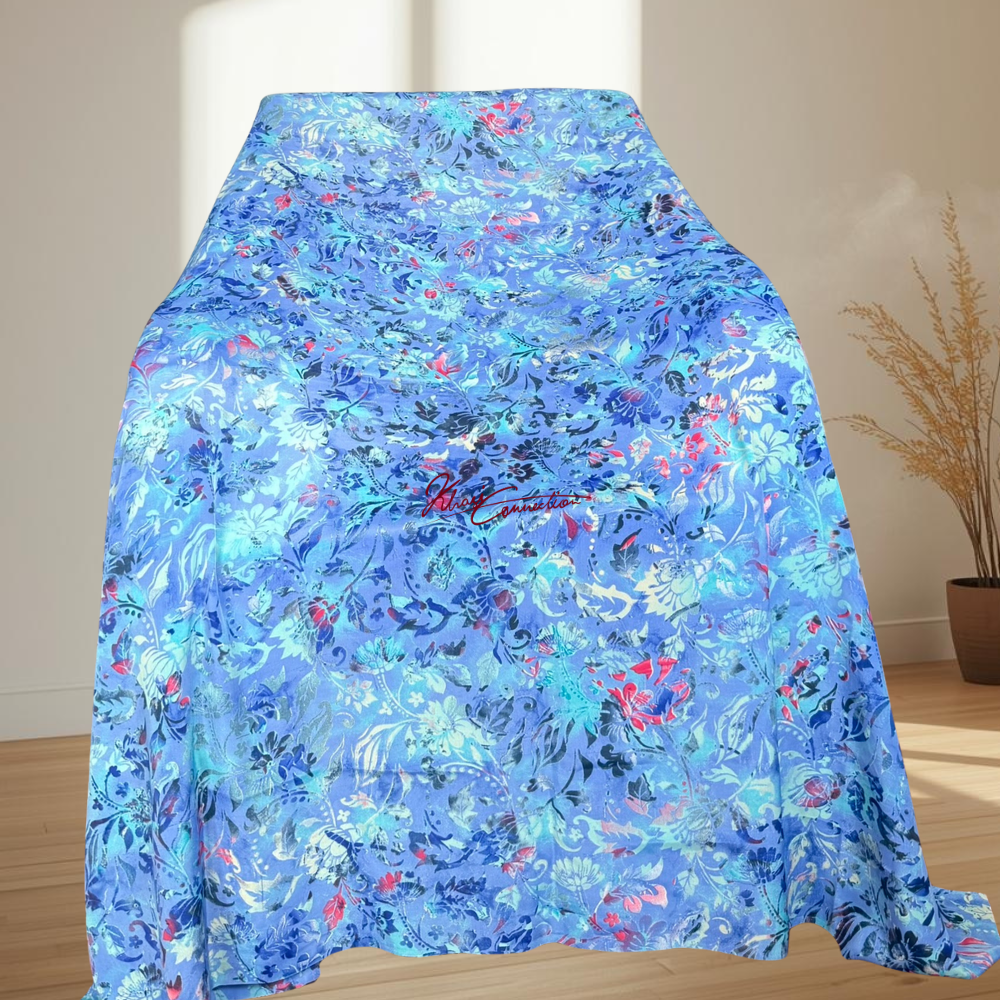 Aqua Blue Seamless Floral Jaiñsem