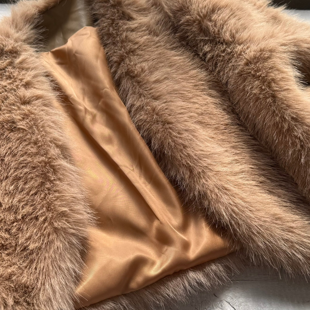 Camel Beige Fur Coat