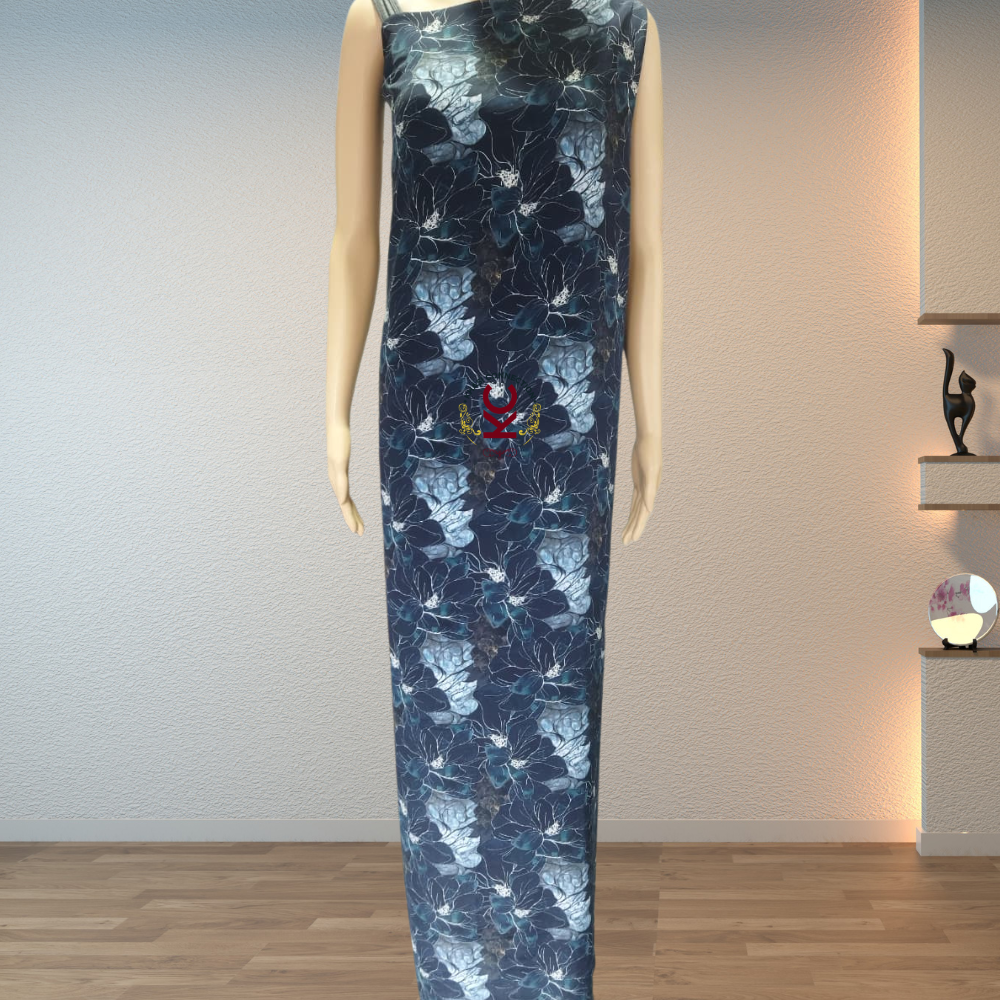 Dark blue Floral Glass Print Jaiñsem