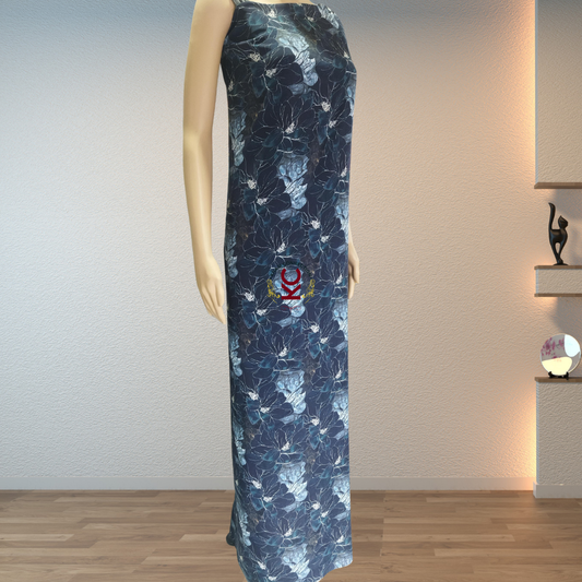 Dark blue Floral Glass Print Jaiñsem