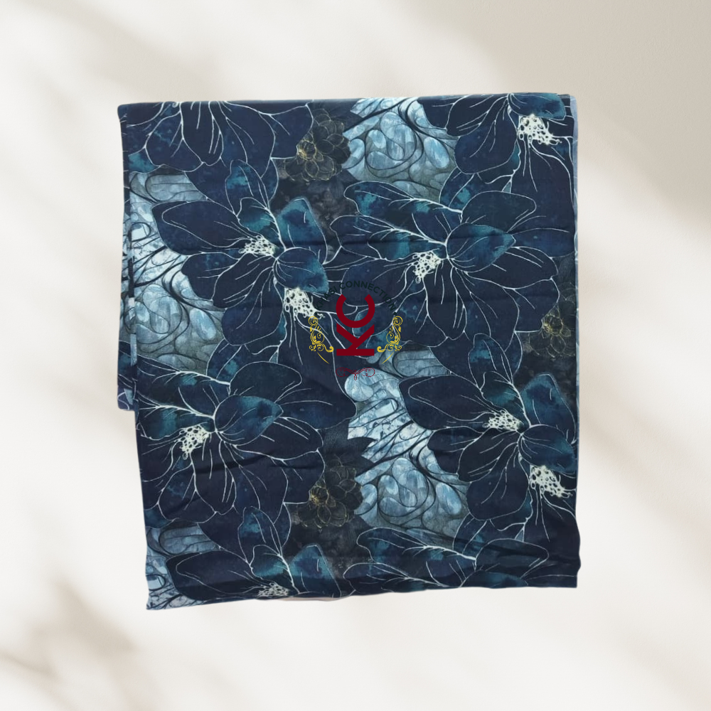 Dark blue Floral Glass Print Jaiñsem