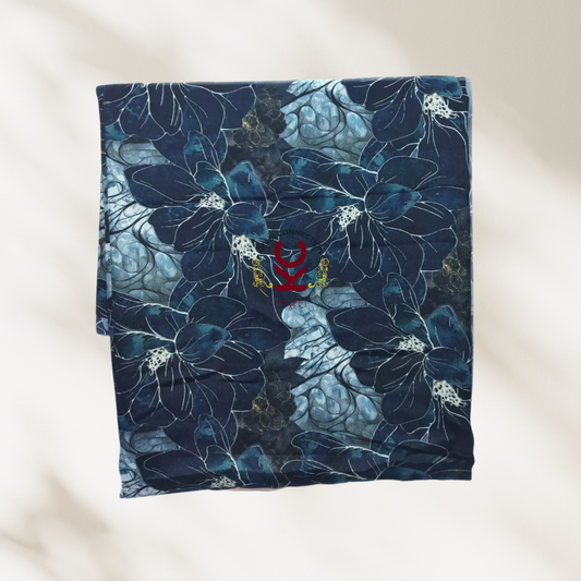 Dark blue Floral Glass Print Jaiñsem