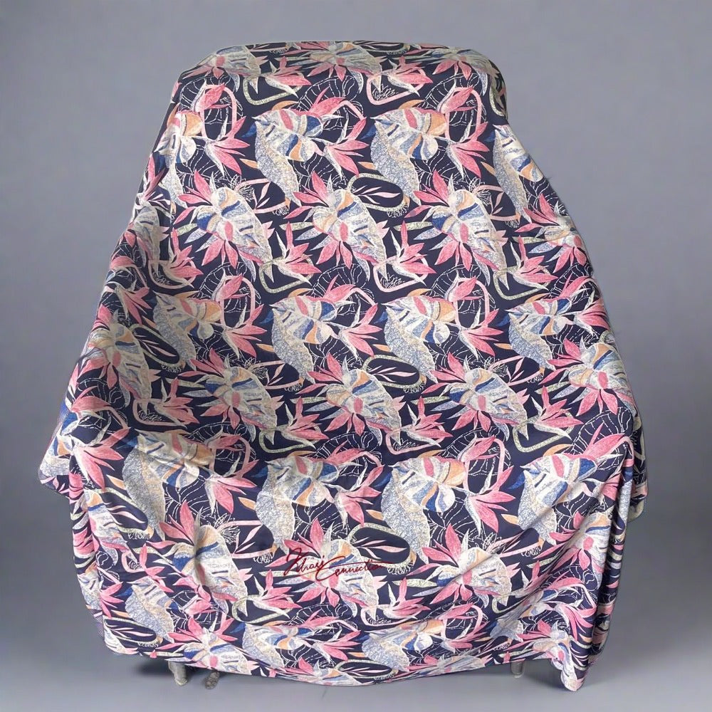 Navy Blue Pink Floral Jaiñsem