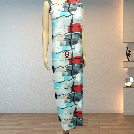 Turquoise Red Geometrical Jaiñsem